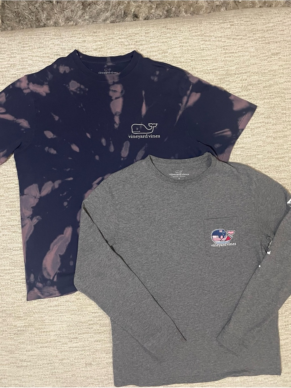Lot of 2 Vineyard Vines Shirts: Long Sleeve Pocket Tee & Tie-Dye Size S